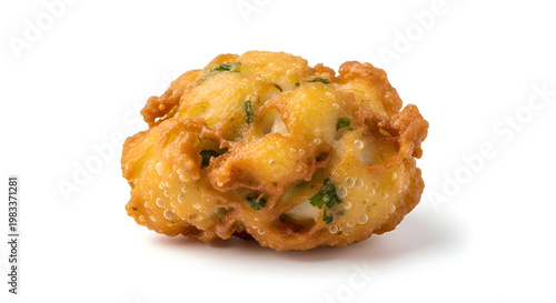 Delicious fried food on white background.
