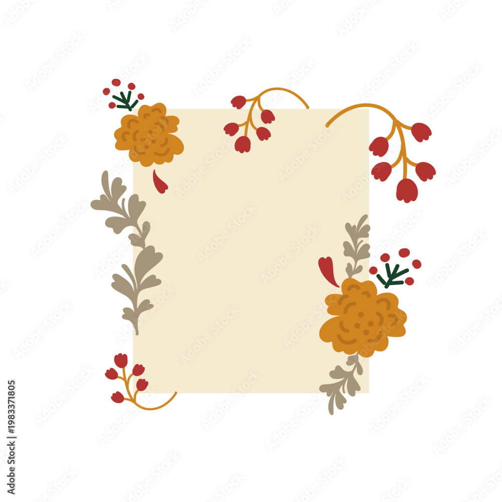 Fototapeta premium Floral Decorative Frame Doodle Design