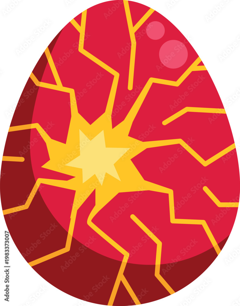 Naklejka premium Red dragon egg cracking with bright yellow light, symbolizing birth and magic