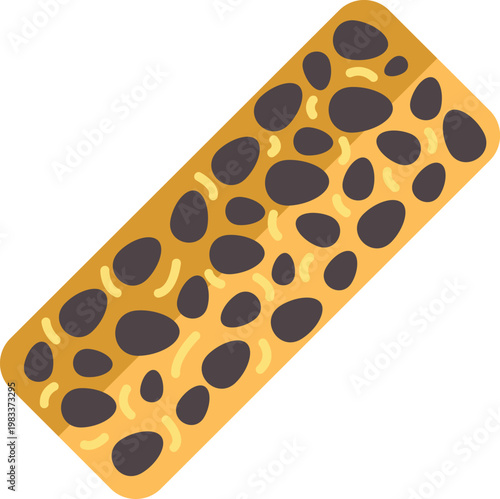 Granola bar illustration with chocolate chips for energy and nutrition