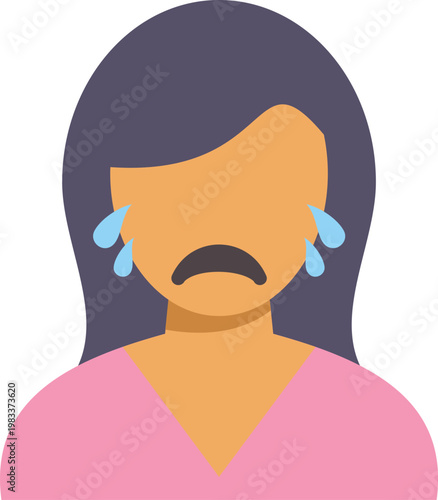 Woman crying showing sadness and grief with falling tears