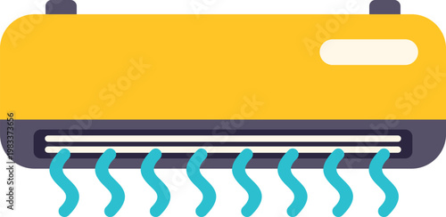Air conditioner supplying refreshing cool air in a flat design illustration