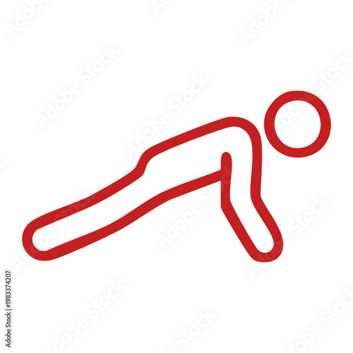 Red Icon of Person Performing a Lunge Exercise
