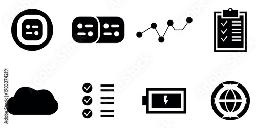 Business Digital Transformation Icon Set – Innovation, Change Management, Growth, Strategy and Technology Integration Glyph & Outline Vector Collection
