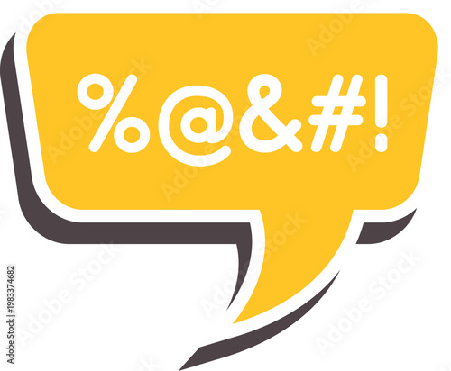 Speech bubble with grawlix symbols indicating swearing or censored profanity