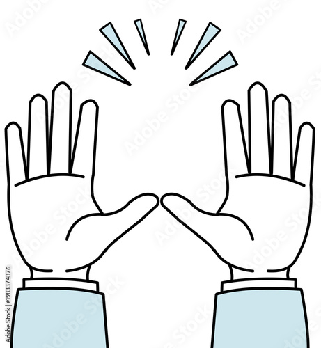 ばんざいポーズで喜ぶ手のイラスト