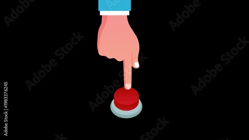 Hand Pressing Red Button Animation Motion Loop with Alpha Channel