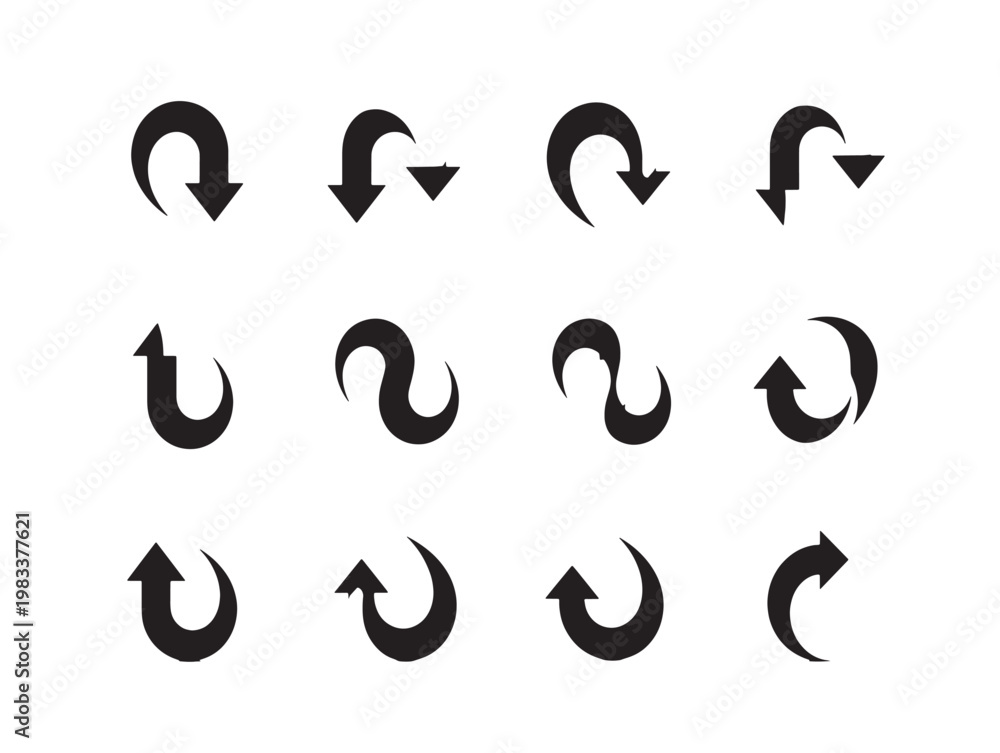 Fototapeta premium set of circular arrow icons in flat design vector illustration