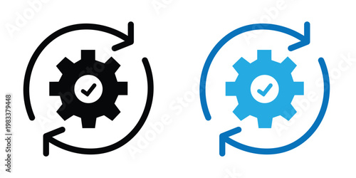 Automatic Update Gear Icon, Processing Cycle Symbol, System Refresh Vector, Continuous Optimization Sign, Software Loading Maintenance UI Element