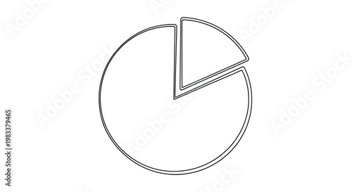 Minimalist outline of a pie chart with two unequal segments