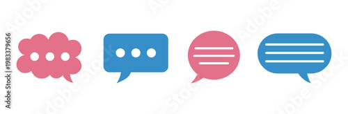 Set of Colorful Chat Bubble Icons – Messaging and Communication Flat Vector Illustration
