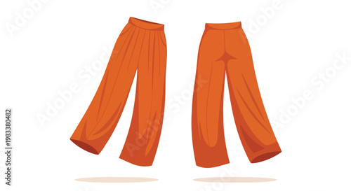 Stylish orange wide-leg trousers vector illustration showcasing modern comfortable apparel perfect for fashion clothing design concepts and vibrant