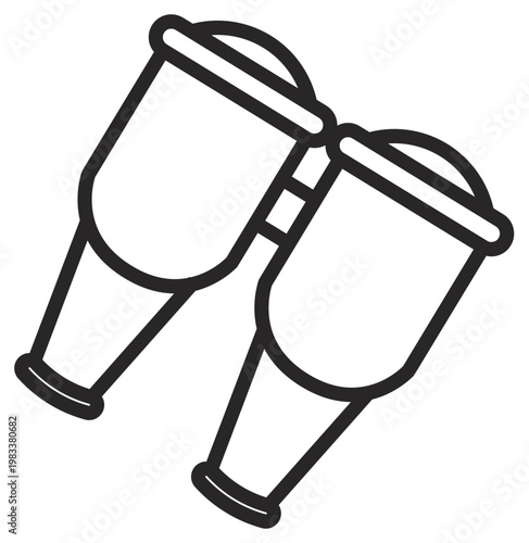 Tableau sur toile Black line art vector icon illustration of bongo drums, a pair of percussion musical instruments
