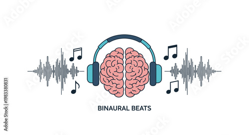 Binaural beats music brainwave graphic illustration.