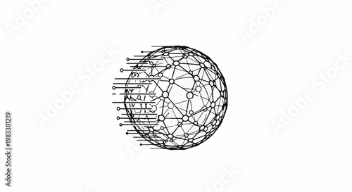 Globe with interconnected network lines and abstract digital streams