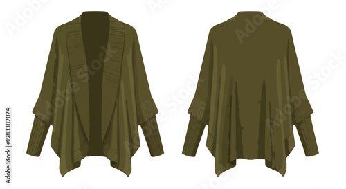 Sophisticated forest green draped cardigan ideal for autumn winter fashion versatile open front design providing ultimate comfort and chic layering
