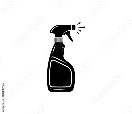 Monochrome spray bottle silhouette for cleaning concepts and design projects