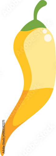 Yellow chili pepper cartoon illustration isolated on a white background