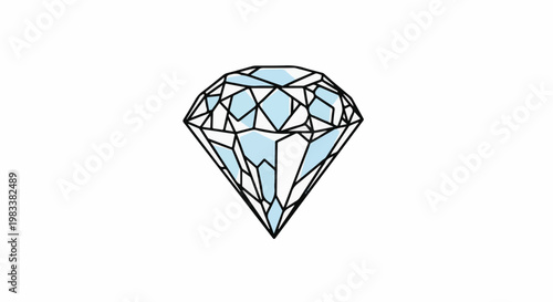 Faceted gemstone illustration with light blue accents