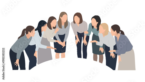 Team Collaboration: A group of women in a collaborative circle, engaged in a vibrant discussion, exuding teamwork and unity. 