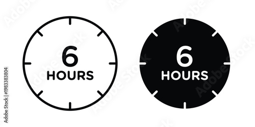 6 hours icon vectors set. vector icon for web design