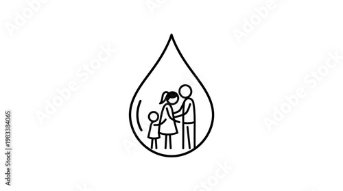 Family Inside Water Drop Symbol