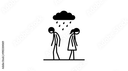 Sad Couple Under a Cloud Relationship Troubles