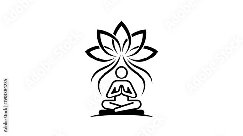 Zen Meditation and Lotus Flower Logo