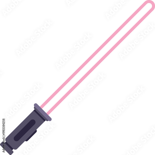 Pink laser sword with a dark hilt projecting a light beam