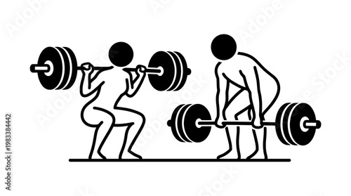 Weightlifting Workout Squats and Deadlifts Depiction