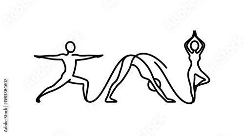 Minimalist Yoga Poses in Continuous Line Drawing