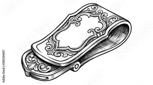 Vintage Detailed Money Clip Hand-Drawn Sketch