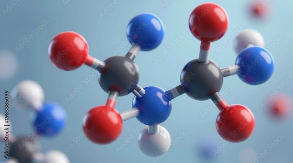 Obraz premium Molecules of water and other compounds shown in a digital format
