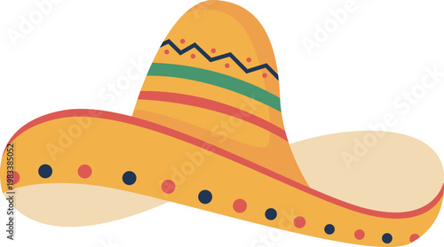 Sombrero Cinco De Mayo Illustration, Traditional Mexican Hat Vector Design