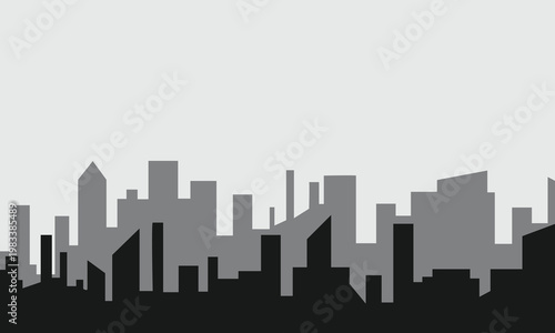 Silhouette of the cartoon city on shadow background. Urban vector symbol . Vector Illustration .EPS 10 .
