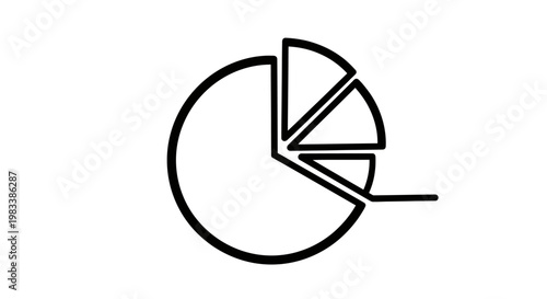 Black and white outline of a pie chart with four segments