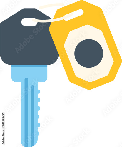 Key and yellow tag representing access, security, and privacy concepts in an illustration