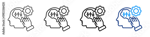 Mind Control Icon Different Style Outline Collection Set.
