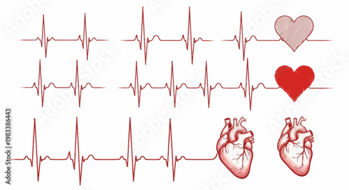 Heartbeat and anatomical hearts a visual representation of cardiovascular health