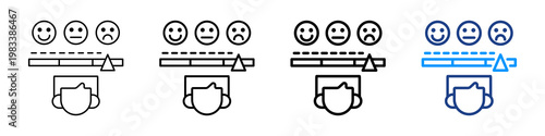 Emotion Scale Icon Different Style Outline Collection Set.