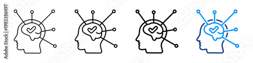 Mind Evaluation Icon Different Style Outline Collection Set.