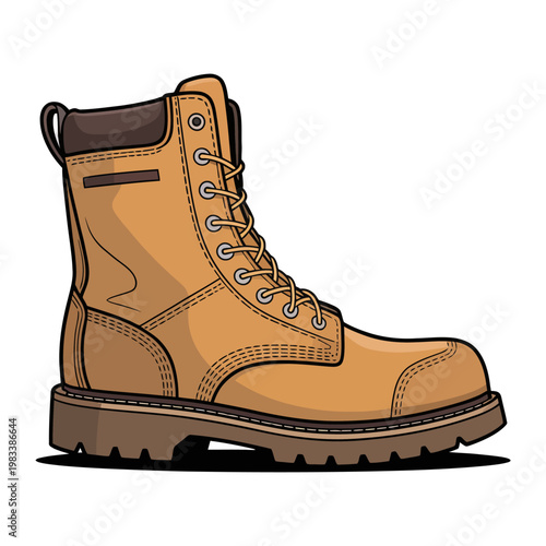 Rugged Boot Icon: A detailed illustration of a robust work boot, perfect for outdoor activities or labor-intensive tasks. The boot stands as a symbol of resilience and reliability.