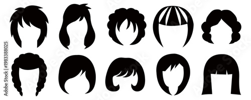 Set of Female Hairstyle Silhouettes