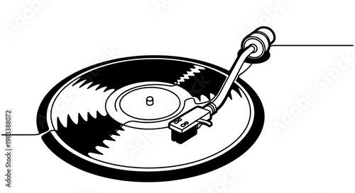 Detailed graphic of a turntable with needle on a vinyl record