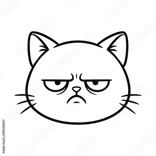 A grumpy-looking cartoon cat with a displeased expression