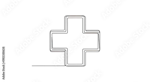 Minimalist double-lined plus symbol outlined with a continuous stroke