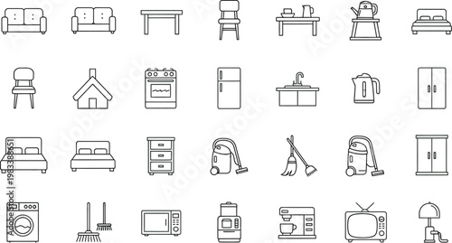 Various household items and furniture for home organization and decoration needs