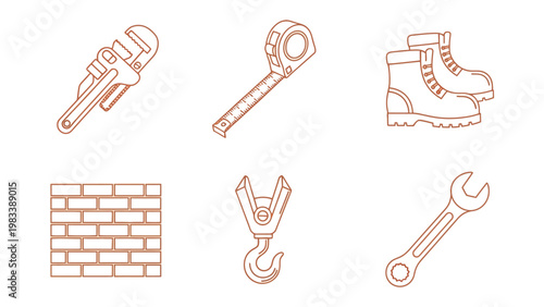 Construction Tools and Supplies: A collection of essential construction tools arranged neatly, showcasing the equipment necessary for building and renovation projects.