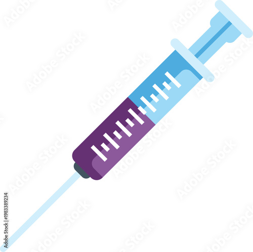 Syringe full of purple medicine for immunization and health