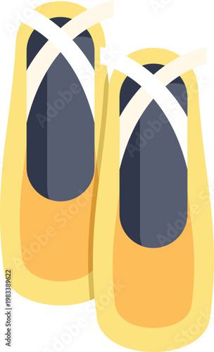Yellow pointe shoes with white ribbons for ballet performance and practice